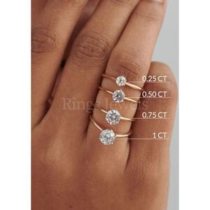 .75CT Round Moissanite Engagement Rings, Round Solitaire Engagement Ring